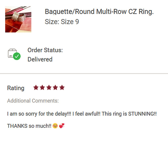 Baguette/Round Multi-Row CZ Ring. - Picture 8 of 8